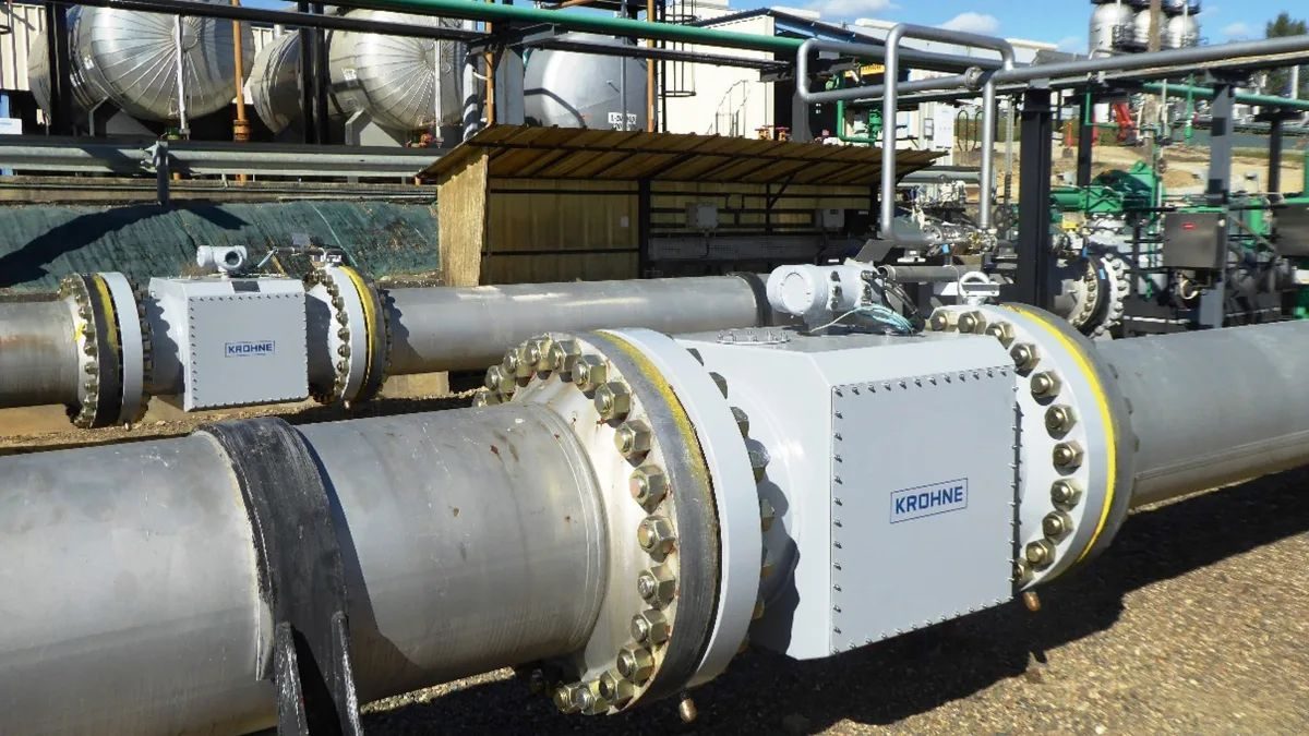 Flanged pipeline spool on site